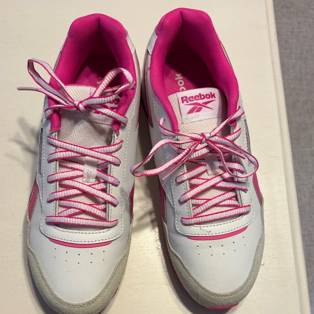 Reebok Women's White Sneakers with Hot Pink Trim
